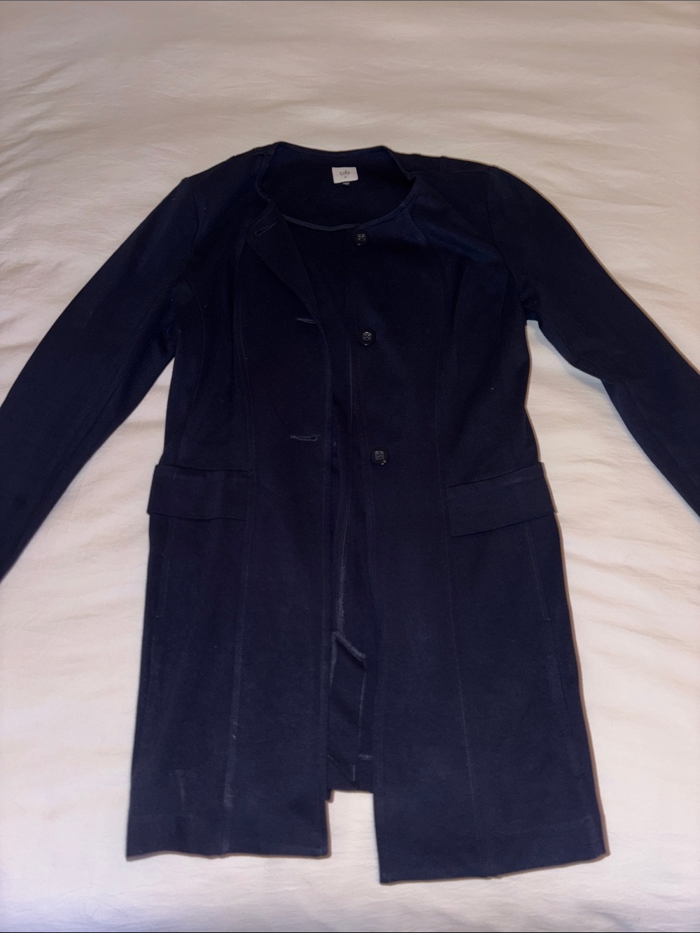 CAbi Navy Long Single-Breasted Coat